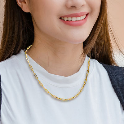 18K Gold Inch Solid Paperclip Chain Necklace