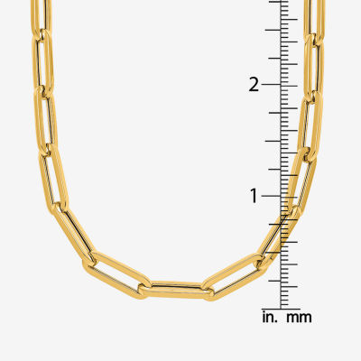 18K Gold Inch Solid Paperclip Chain Necklace