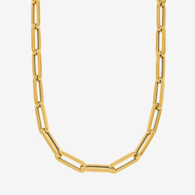 18K Gold Inch Solid Paperclip Chain Necklace