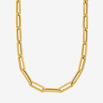 18K Gold 20 Inch Solid Paperclip Chain Necklace