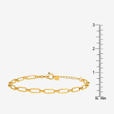 24K Gold 7 Inch Paperclip Chain Bracelet