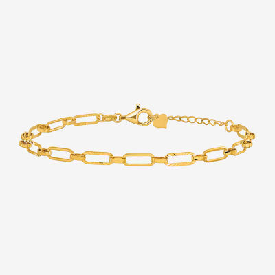 24K Gold 7 Inch Paperclip Chain Bracelet