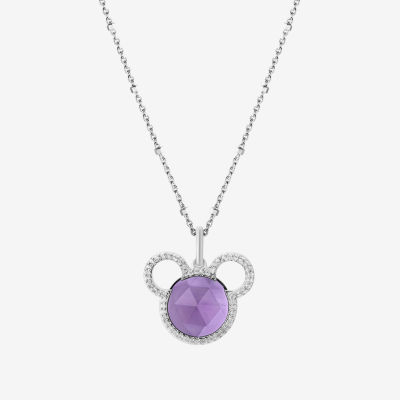 Disney Jewels Collection Womens 1/8 CT. T.W. Gemstone Sterling Silver Mickey Mouse Pendant Necklace