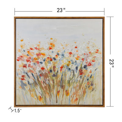 Stylecraft Wildflowers Natural Wood Floral Framed Canvas Art