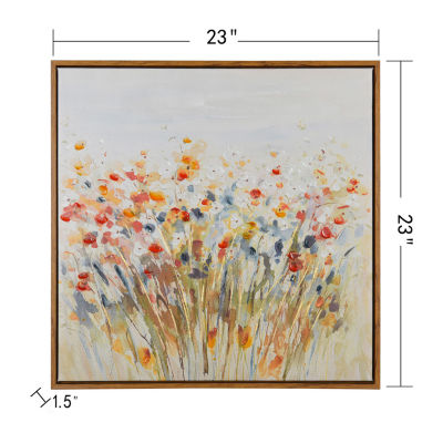 Stylecraft Wildflowers Natural Wood Floral Canvas Art