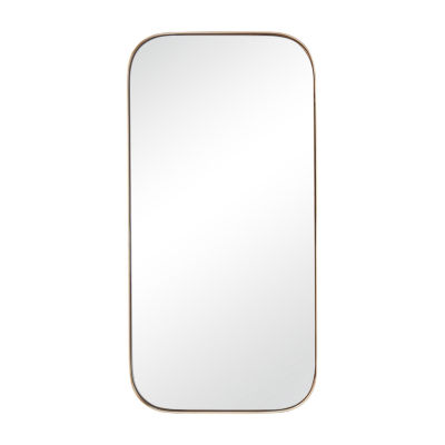 Stylecraft Curved Edge Gold Wall Mount Rectangular Decorative Wall Mirror