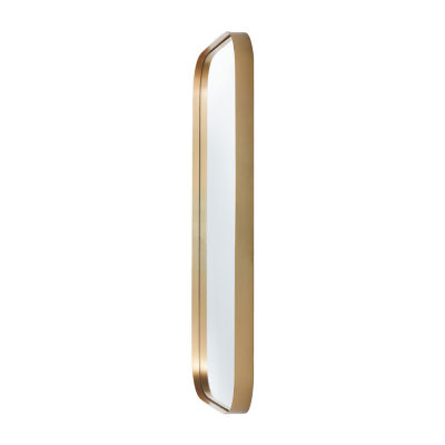 Stylecraft Curved Edge Gold Wall Mount Rectangular Decorative Wall Mirror