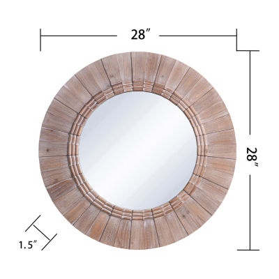 Stylecraft White Wash Fluted Frame Accent Wall Mount Round Wall Mirror