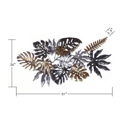 Stylecraft Tropical Leaves Painted Metal Wall Art