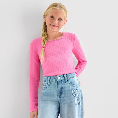 Thereabouts Little & Big Kid Girls Square Neck Long Sleeve T-Shirt