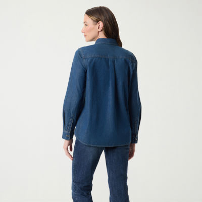 Gloria Vanderbilt Womens Long Sleeve Regular Fit Button-Down Shirt