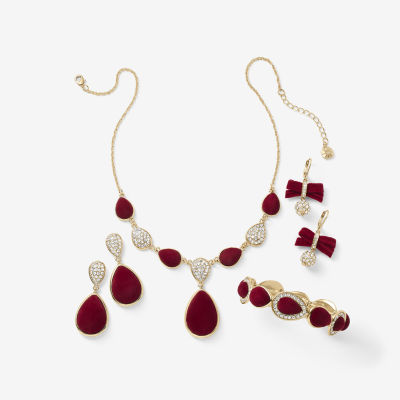 Monet Jewelry Gold Tone Velvet Womens Glass 18 Inch Y Necklace