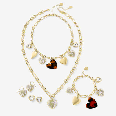 Liz Claiborne Gold Tone Charm Womens 17 Inch Collar Necklace