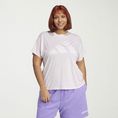 adidas Womens Plus Crew Neck Short Sleeve Active T-Shirt