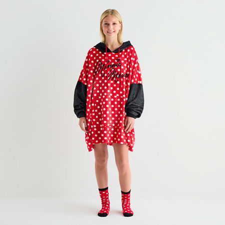 Disney Mjc Womens Minnie Mouse Hooded Long Sleeve Juniors Nightgown In Red
