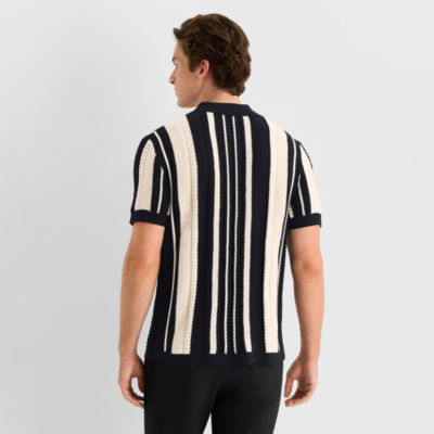 J. Ferrar Mens Short Sleeve Button Polo Sweater