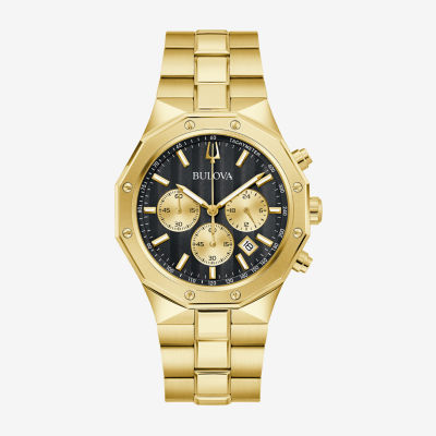 Bulova Prestige Mens Chronograph Gold Tone Stainless Steel Bracelet Watch 97b232