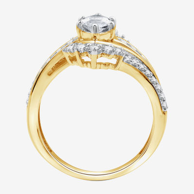 (G, Si1-Si2) Womens 1 3/4 CT. T.W. Lab Grown Yellow Diamond 10K Gold Marquise Bypass  Cocktail Ring
