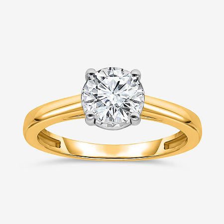 Modern Bride (i / Si2) Womens 1 Ct. T.w. Lab Grown White Diamond Sterling Silver Round Solitaire Engagement Ring In Yellow