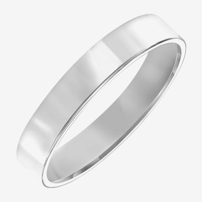 Mens 4MM 14K White Gold Wedding Band