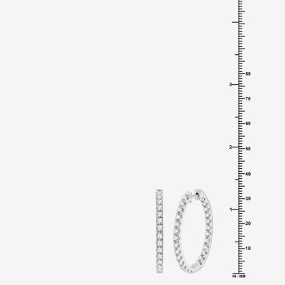 (G, Si1-Si2) Womens 3 CT. T.W. Lab Grown White Diamond Sterling Silver 33.7mm Hoop Earrings