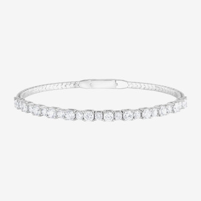 (F, Si2) Womens 3 CT. T.W. Lab Grown White Diamond Sterling Silver Bangle Bracelet