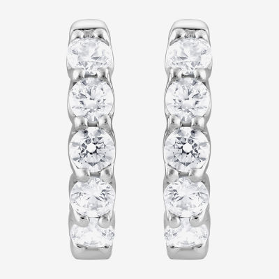 (Si2/F) Womens 2 CT. T.W. Lab Grown White Diamond Sterling Silver 17.6mm Hoop Earrings