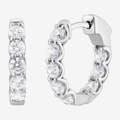 (Si2/F) Womens 2 CT. T.W. Lab Grown White Diamond Sterling Silver 17.6mm Hoop Earrings