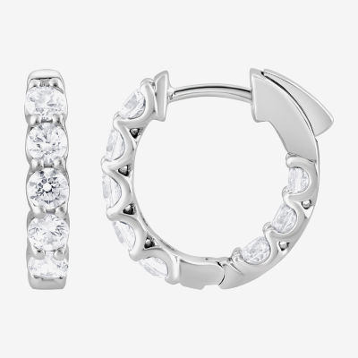 (Si2/F) Womens 2 CT. T.W. Lab Grown White Diamond Sterling Silver 17.6mm Hoop Earrings