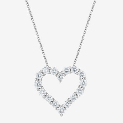 (F, Si2) Womens 1 CT. T.W. Lab Grown White Diamond Sterling Silver Heart 18 Inch Pendant Necklace