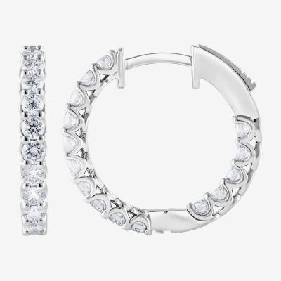 (F, Si2) Womens 1 CT. T.W. Lab Grown White Diamond Sterling Silver Hoop Earrings