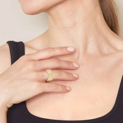 (F, Si2) Womens 1 CT. T.W. Lab Grown White Diamond 14K Gold Over Silver Crossover Cocktail Ring