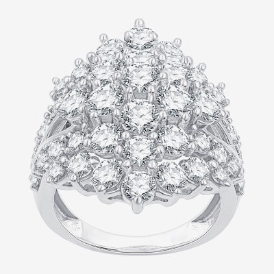(G, Si1-Si2) Womens 5 CT. T.W. Lab Grown White Diamond Sterling Silver Cluster Cocktail Ring