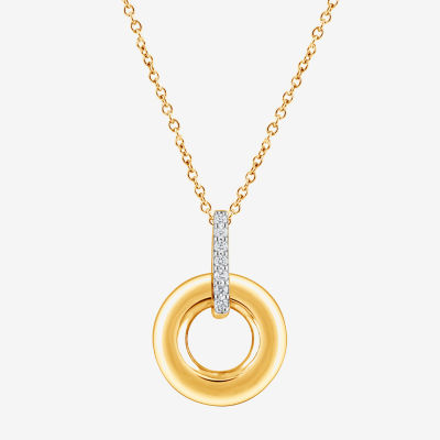 (F/Vs2) Womens Diamond Accent Lab Grown White Diamond 14K Gold Over Silver 18 Inch Pendant Necklace