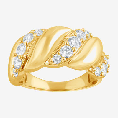 (F, Si2) Womens 1 CT. T.W. Lab Grown White Diamond 14K Gold Over Silver Cocktail Ring