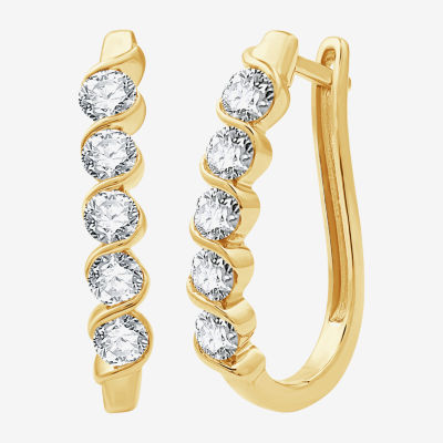 (G, Si1-Si2) Womens 1 1/2 CT. T.W. Lab Grown White Diamond 14K Gold Over Silver 24mm Hoop Earrings