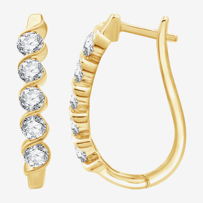 (G, Si1-Si2) Womens 1 1/2 CT. T.W. Lab Grown White Diamond 14K Gold Over Silver 24mm Hoop Earrings