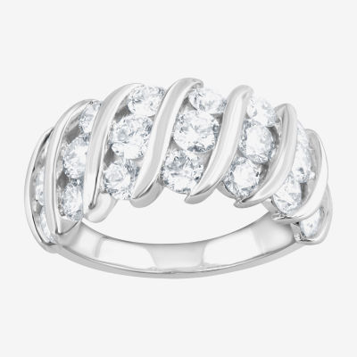 (F, Si2) Womens 3 1/10 Ct. T.W. Lab Grown White Diamond Sterling Silver Band