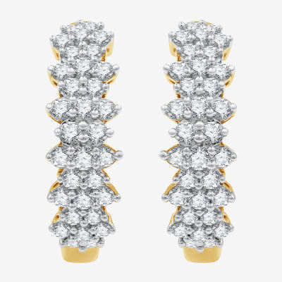 (G, Si1-Si2) Womens 1 CT. T.W. Lab Grown White Diamond 14K Gold Over Silver 19.9mm Hoop Earrings