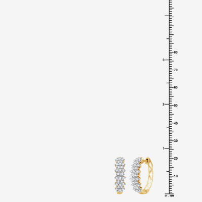 (G, Si1-Si2) Womens 1 CT. T.W. Lab Grown White Diamond 14K Gold Over Silver 19.9mm Hoop Earrings