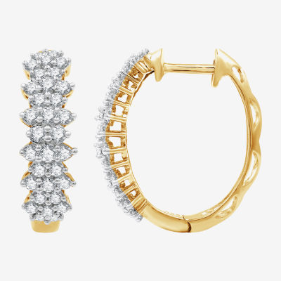 (G, Si1-Si2) Womens 1 CT. T.W. Lab Grown White Diamond 14K Gold Over Silver 19.9mm Hoop Earrings