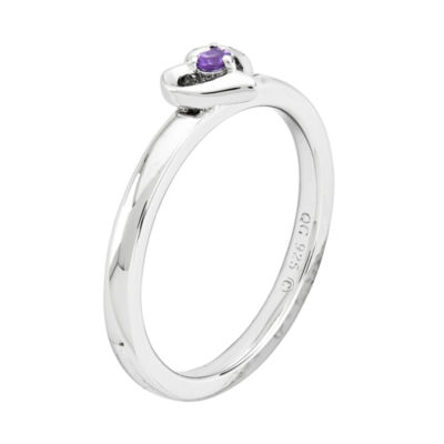 Personally Stackable Sterling Silver Amethyst Heart Ring