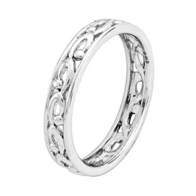 Personally Stackable Sterling Silver Carved Ring