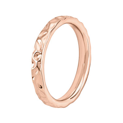 Personally Stackable 18K Rose Gold Over Sterling Silver Hammered Ring