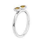 Personally Stackable Genuine Citrine Sterling Silver Double-Heart Ring