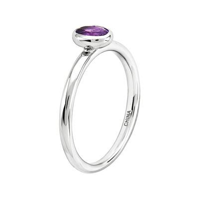 Personally Stackable Oval Genuine Amethyst Ring