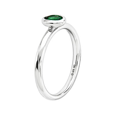 Personally Stackable Oval Lab-Created Emerald Ring