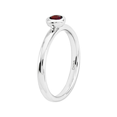 Personally Stackable 4mm Round Genuine Garnet Ring