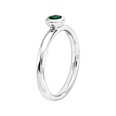 Personally Stackable 4mm Round Lab-Created Emerald Ring