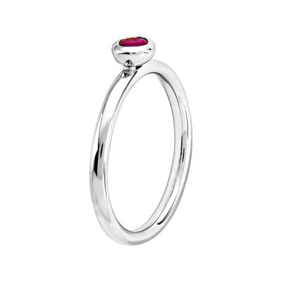 Personally Stackable 4mm Round Lab-Created Ruby Ring